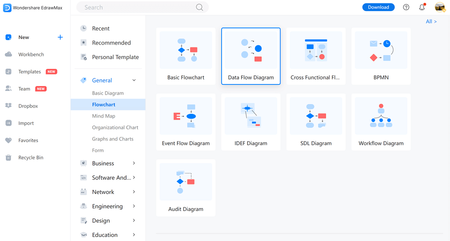 wondershare edrawmax user interface