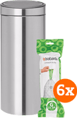 Brabantia Touch Bin 30L Matte Steel Fingerprint-proof + Trash Bags (120 units) 30L trash cans