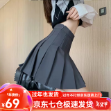 萝美酱百褶裙女春秋短裙jk制服小裙子学院风秋冬高腰防走光a字半身裙 深灰色常规款（抗皱西装面料） M 【建议95-105斤】