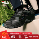 FILA 斐乐官方情侣鞋FERN摩登运动鞋2024冬新款蕨草鞋休闲老爹鞋 黑/影黑灰-BC 42