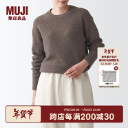 无印良品 MUJI 女式 含牦牛绒骆驼绒圆领毛衣 长袖针织衫秋 冬季 深咖啡棕色 XS-S 155/80A