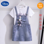 迪士尼（Disney）女童夏季牛仔背带裙套装品牌新款中大童洋气卡通短袖星黛露连衣裙 纯棉T恤+牛仔背带裙套装现货 150cm适合140-150cm年龄9-10岁