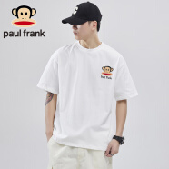 大嘴猴（paul frank）短袖t恤男2024潮牌简约印花宽松男装t恤纯棉重磅240g白色M