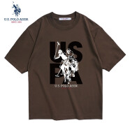 U.S. POLO ASSN.男士短袖T恤休闲大印花上衣棉质男人装运动打底青少年时尚上装