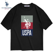 U.S. POLO ASSN.男士短袖T恤休闲大印花上衣棉质男人装运动打底青少年时尚上装