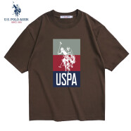 U.S. POLO ASSN.男士短袖T恤休闲大印花上衣棉质男人装运动打底青少年时尚上装