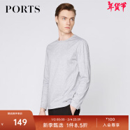 PORTS宝姿男装修身休闲长袖内搭T恤MA9N039WCC027 GREY L