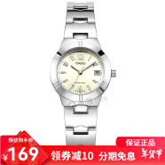 卡西欧（CASIO） 卡西欧(CASIO)女表 钢带小表盘女士石英粉色手表送女友礼物 黄盘钢带LTP-1241D-7A2