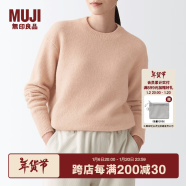 无印良品 MUJI 女式 含牦牛绒骆驼绒圆领毛衣 长袖针织衫秋 冬季 烟熏粉色 M-L 165/88A