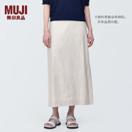 无印良品（MUJI）女式 麻混 弹力 直筒裙 长半身裙女春款裙子半裙 中长裙 女装 浅灰色 XS (150/58A)