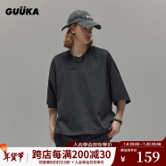 古由卡（GUUKA）LAB沙丘废土风不规则拼接短袖T恤男夏新款潮时尚个性休闲上衣宽松 黑色 M