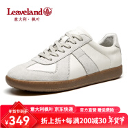 枫叶（leaveland）意大利男鞋2024新品真牛皮复古情侣款德训鞋户外男士运动休闲板鞋 【升级版抑菌】白色（皮鞋码） 40