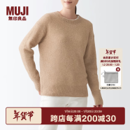 无印良品 MUJI 女式 含牦牛绒骆驼绒圆领毛衣 长袖针织衫秋 冬季 米色 XS-S 155/80A