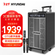 HYUNDAI现代HY0801户外移动KTV音响一体机直播声卡大功率卡拉OK广场音箱8吋