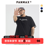 潘·麦克斯（PANMAX）PANMAX大码男装T恤美式潮流透气加大宽松时尚中性百搭夏季男短袖 黑色 6XL