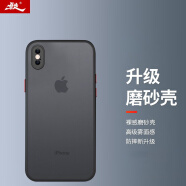 暴走 适用苹果x/xs手机壳 iPhoneX/XS保护套镜头全包防摔防指纹魔方硅胶直边撞色透明磨砂男女款黑