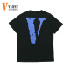 VLONE【美版】大V短袖男潮牌2024夏季t恤男纯棉上衣打底衫男女情侣装 V002-黑色蓝大V XL（尺码偏大210斤以内）