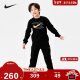 NIKE 耐克童装男女童加绒保暖卫衣+长裤红色拜年服2件套冬季儿童套装