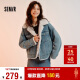 森马（Semir）[商场同款]牛仔外套女拼接仿兔毛翻领宽松2024冬夹克103724108001