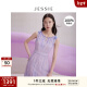 JESSIE【桑蚕丝】优雅印花编织圆领真丝连衣裙女23春夏 紫色 S