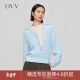 OVV2023秋冬新款女装保暖羊绒可脱卸翻领休闲优雅长袖针织衫 天蓝（净色）A7 L