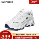 斯凯奇（Skechers）女鞋小白熊女士休闲鞋子厚底增高百搭运动软底老爹鞋女99999863 白色/海军蓝色/WNV 37