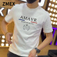 ZMEX短袖t恤男2024新款潮流休闲体恤衫纯色半袖打底衫男装上衣 白色【AMAVR】 L 建议120-130斤