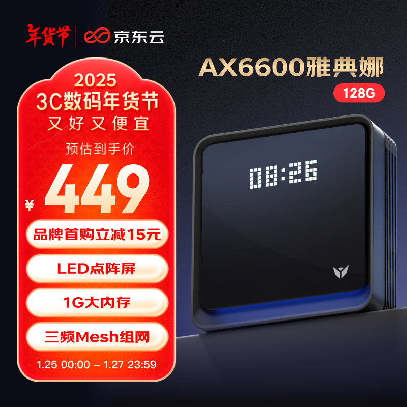 ߱AX6600ŵ128G · WIFI6 ͨ5 1Gڴ LED ƵMesh 332.11Ԫȯ