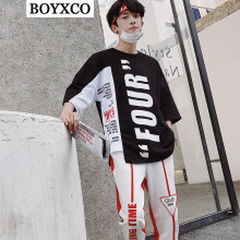 BOYXCO 七分袖 男士T恤 红色 