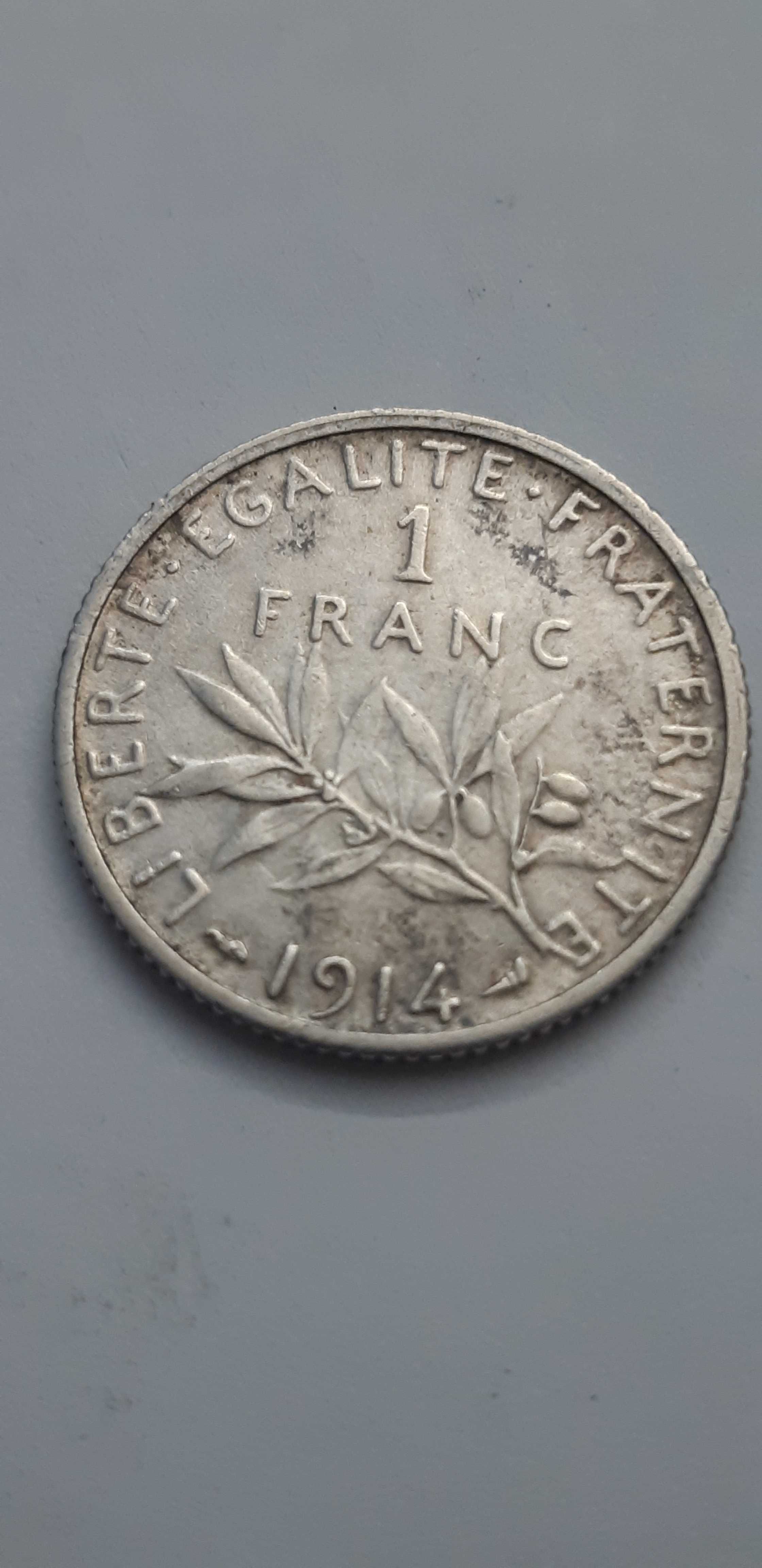 Francja 1 frank 1914 - srebro - real foto