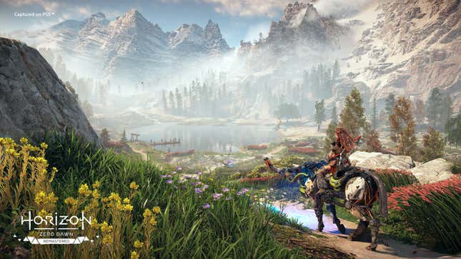 A screenshot shows Horizon Zero Dawn Remastered in action.