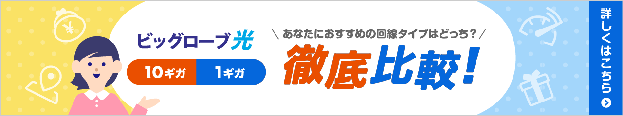 ビッグローブ光 1ギガ 10ギガ 徹底比較！あなたにおススメの回線タイプはどっち？