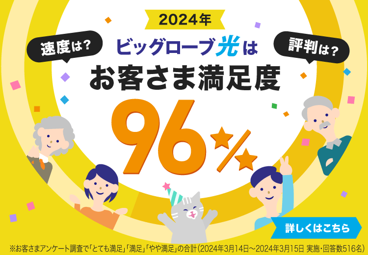 速度は？評判は？ビッグローブ光はお客さま満足度96% 詳しくはこちら