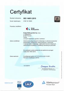 Certyfikat ISO 14001