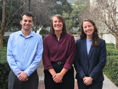 photo of three students outside the CCJ