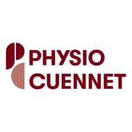 Un logo rouge pour physio cuennet avec un fond blanc