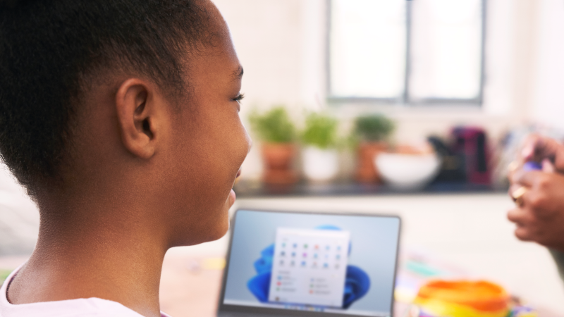 Young lady using Windows 11