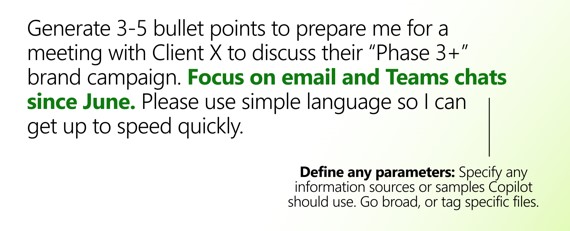 Diagram showing the third step in creating a prompt - define any parameters.