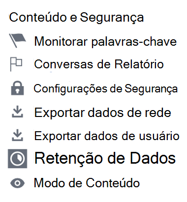 Captura de ecrã que mostra as definições de relatórios.