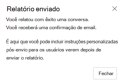 captura de ecrã a mostrar a submissão de relatórios de êxito.