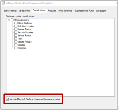 Software Update Point Component Properties.