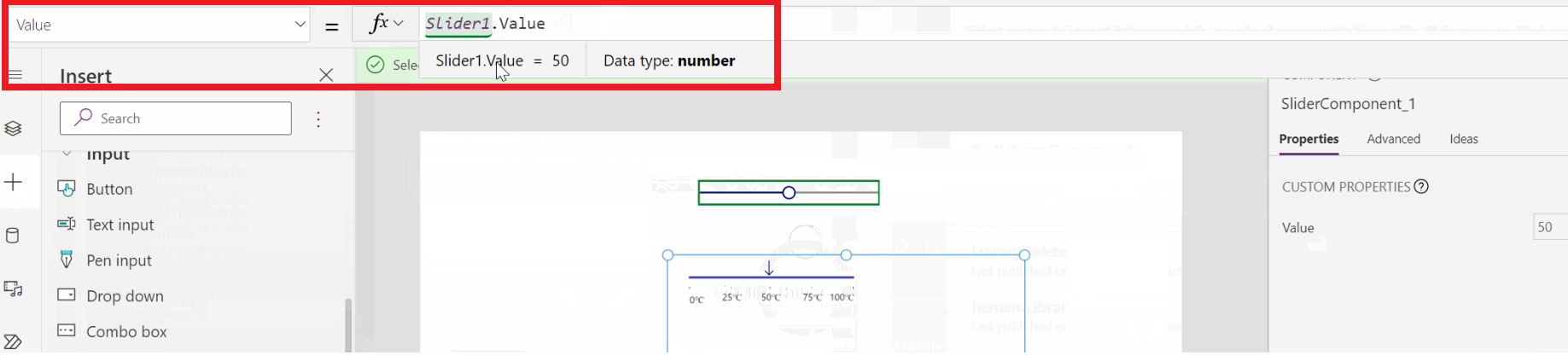 Set component value to the slider's value.