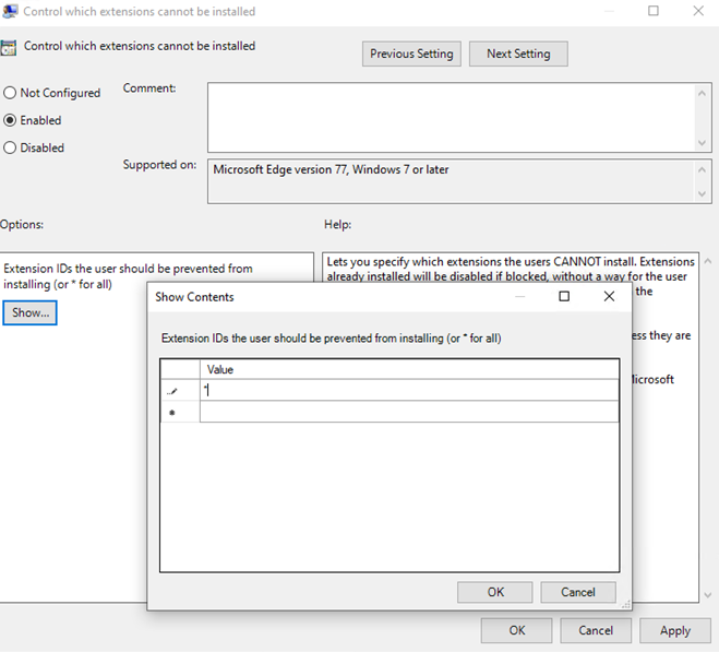 Use group policy to control which extensions can't be installed.