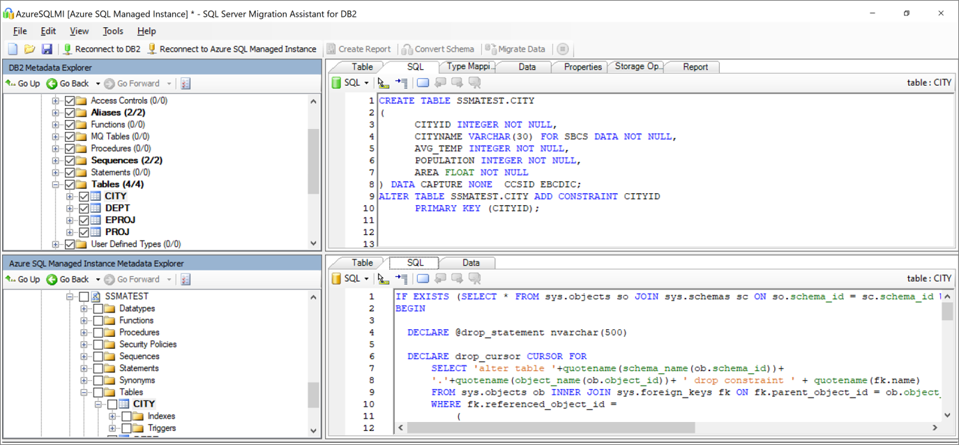 Screenshot that shows comparing and reviewing the structure of the schema to identify potential problems.