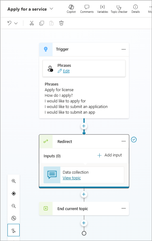 Screenshot showing beginning of topic tracking in Topics tab after triggering Data collection topic.