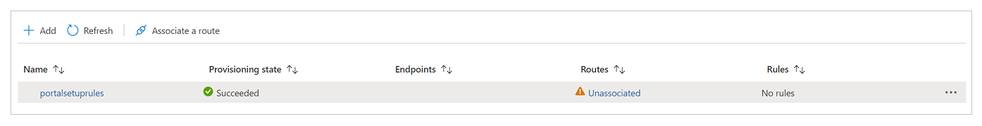 Select to associate a route on a rule set.