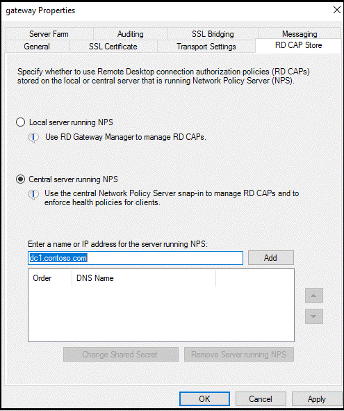 Masukkan nama atau Alamat IP Server NPS Anda