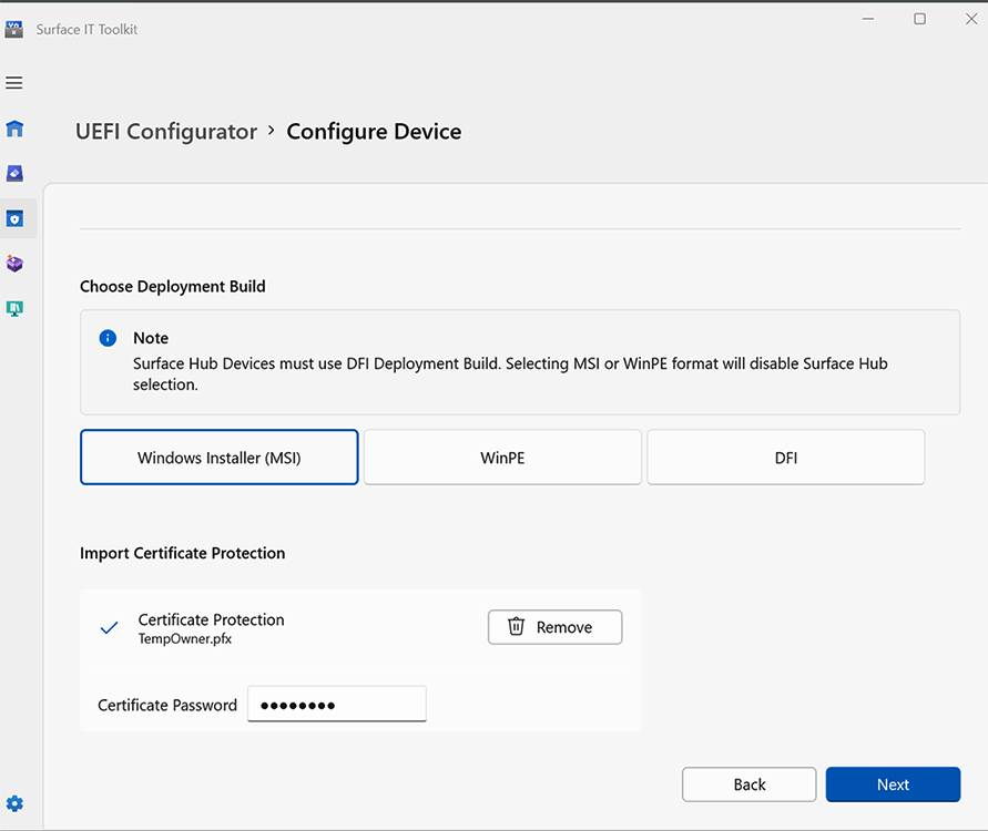 UEFI 構成のスクリーンショット。