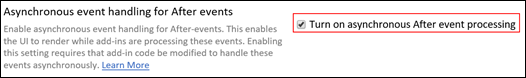 Asynchronous event handling for After events setting.