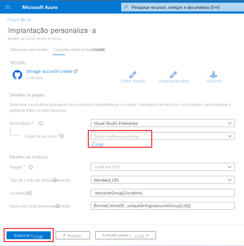 Captura de tela dos campos de entrada para um modelo personalizado no portal do Azure.